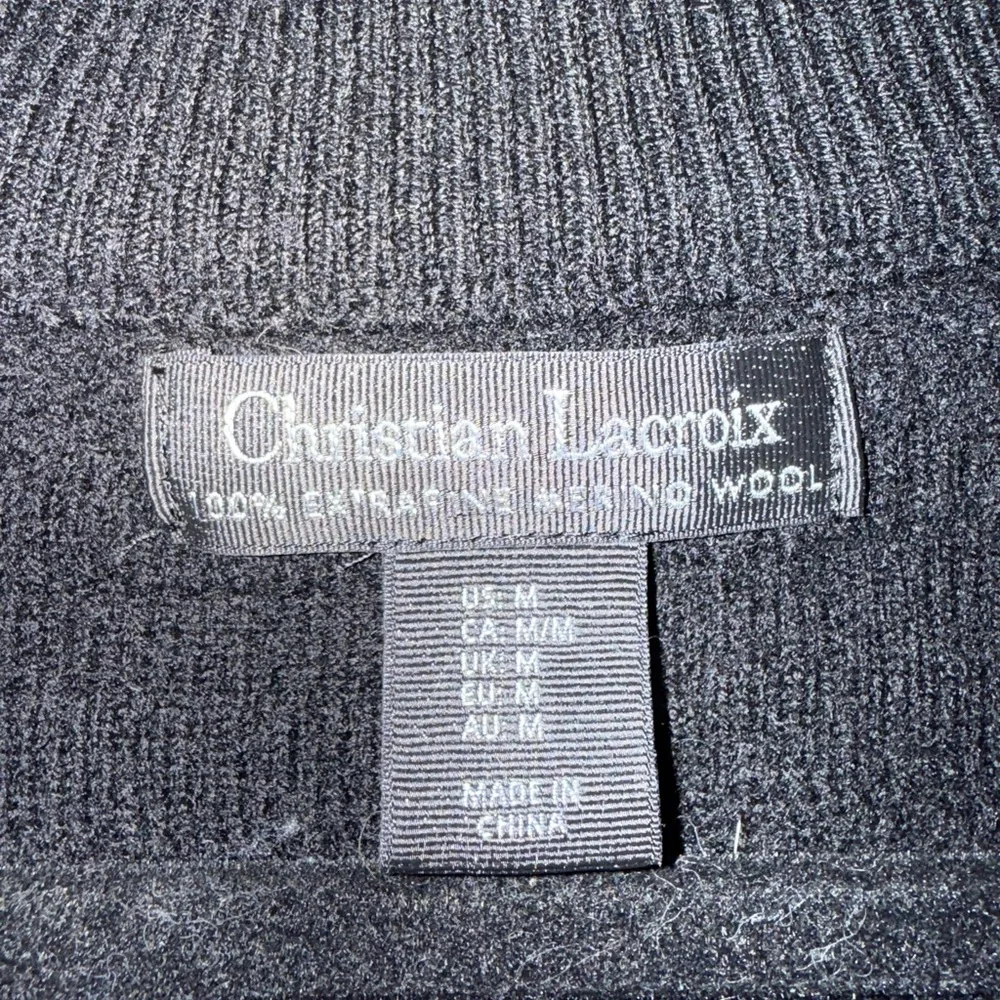 Christian Lacroix Women’s Black 100%Merino Wool Full Zip Jacket Sweater Size M - Picture 11 of 12